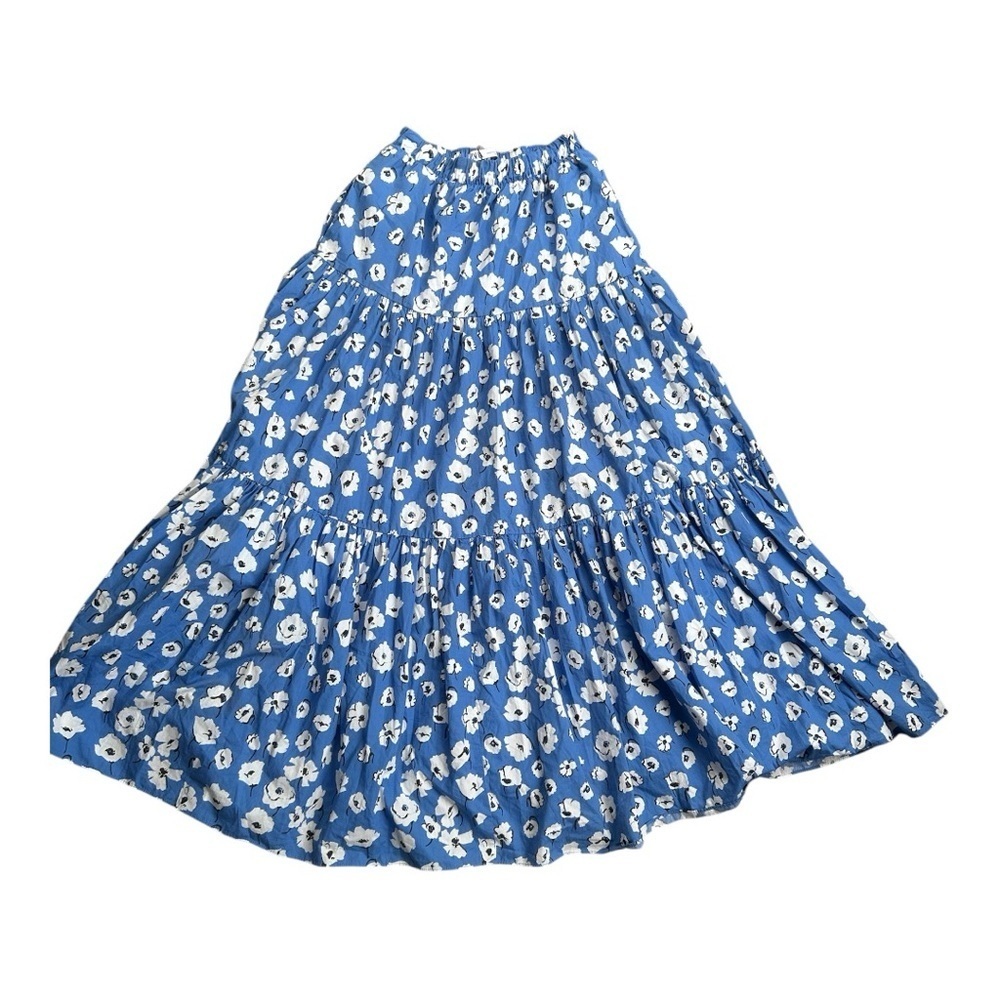 Zara 100% cotton Floral Blue Maxi Skirt sz XS/S nwot, 004 - Picture 6 of 7